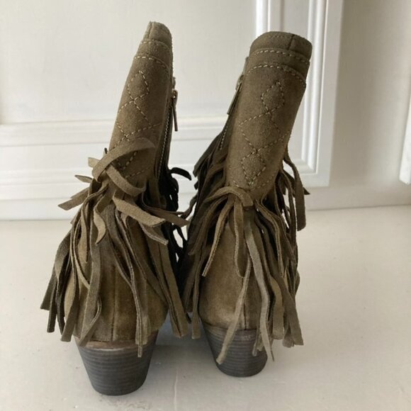 NWOT Free People Lawless Fringe Moss Suede Western Boots - Picture 5 of 8